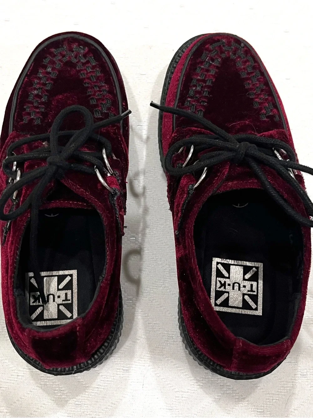 T.U.K. Velvet Creeper Shoes Burgundy Women Size 7 / Men Size 5 Unisex